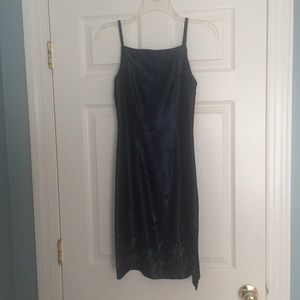 Formal Cocktail Dress in Navy w/ Floral Pattern